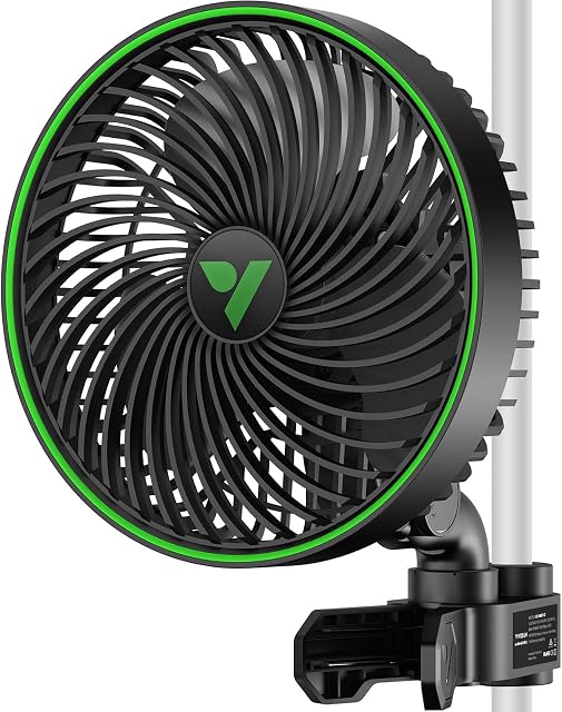 VIVOSUN AeroWave E6 Gen2 Grow Tent Oscillating Clip Fan, 6" Fan, 1-Pack