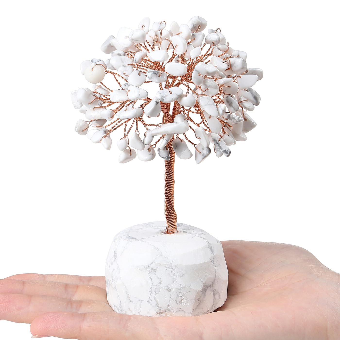 XIANNVXI Turquoise Tree Howlite Crystal Tree of Life Ornament Healing Crystal Gifts Gemstones Decor, L - White Turqouise - Image 2