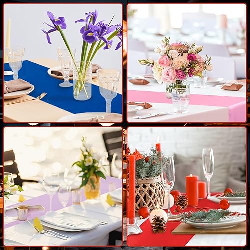 Miniatura 4 de 12 caminos de mesa de seda satinada de colores brillantes, bandas de silla de fiesta de otoño multicolor para Acción de Gracias, Navidad, Año Nuevo,