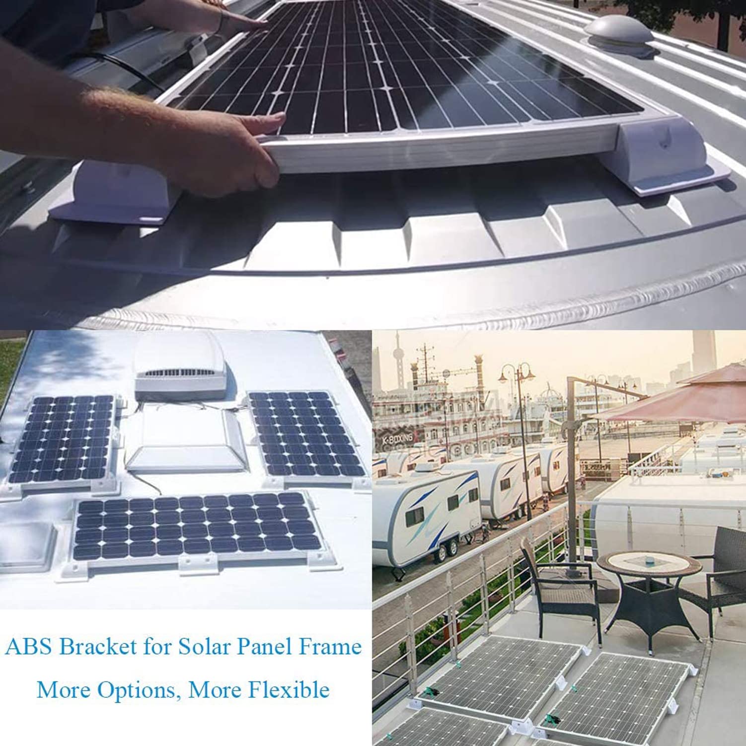 Juego de 7 soportes de montaje de esquina para techo de panel solar sin taladros, resistentes a los rayos UV, para RV, barcos, caravanas, vehículos de motor, marina, techos, autocaravanas