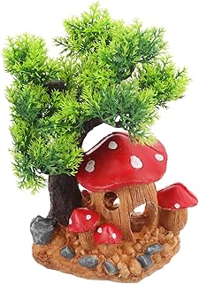 BUGUUYO Decorações De Tanque De Esconderijo De Répteis Decorações De Peixes Para Tanque Cogumelo Árvore Decoração De Répteis Resina Esconder