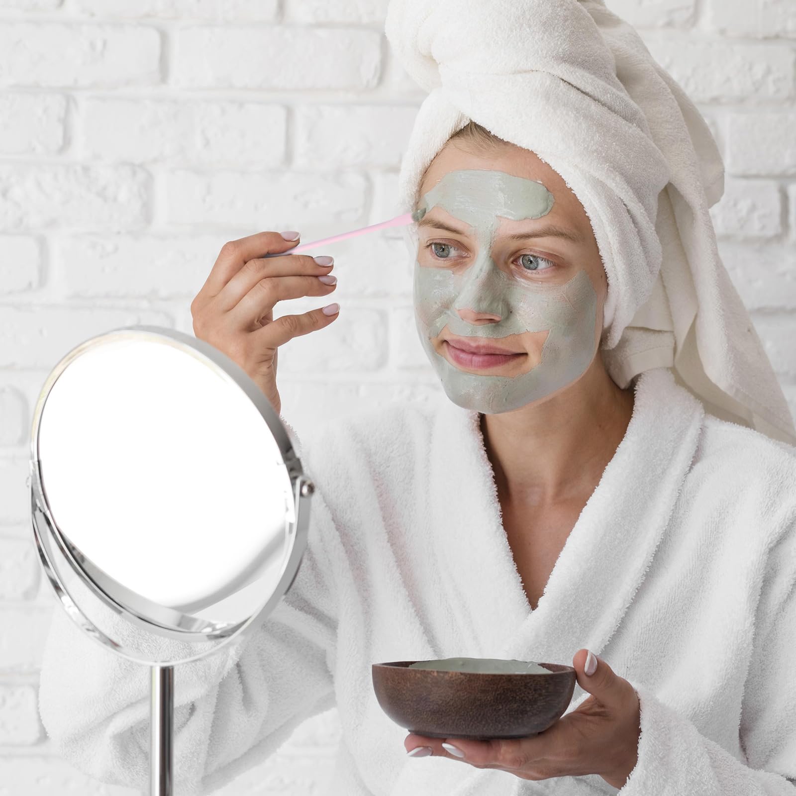 Juego de espátulas para mezclar maquillaje, 2 mini paletas de maquillaje acrílico y 2 espátulas de silicona para el cuidado de la piel, paleta de base de crema para mezclar y guardar 8