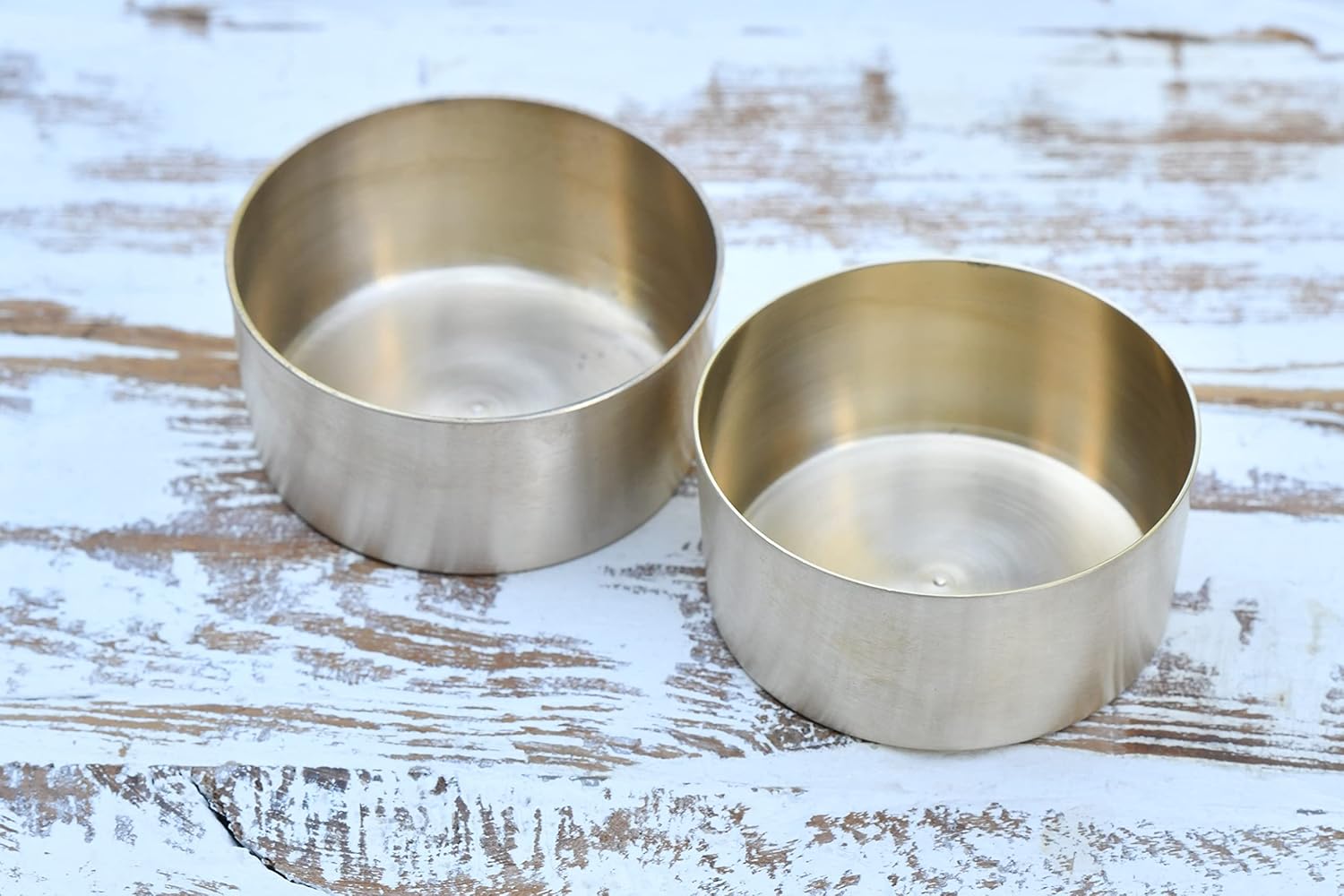 DeKulture Handmade Bronze Kansa Katori Bowl Set Seasoning Dish for Sushi Sauce Cream Spices Soy BBQ Fast Food, Ideal for Serving & Dining Table Decoration 150 ml, 3.15 x 1.5 (DH) Inches, Set of 2