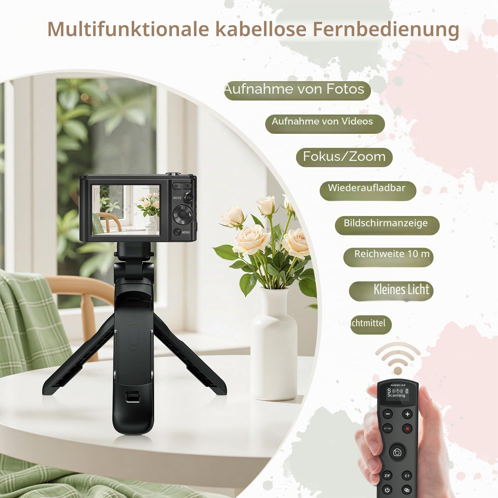 Kamerastativ für Sony mit wiederaufladbarem Auslöser | Für Sony A7C, A7III, ZV-1, ZV-E10, ZV-1F, A6100, A6400, A6700, A7IV, RX100 VII, A9, A9 II, DSC-RX0 II