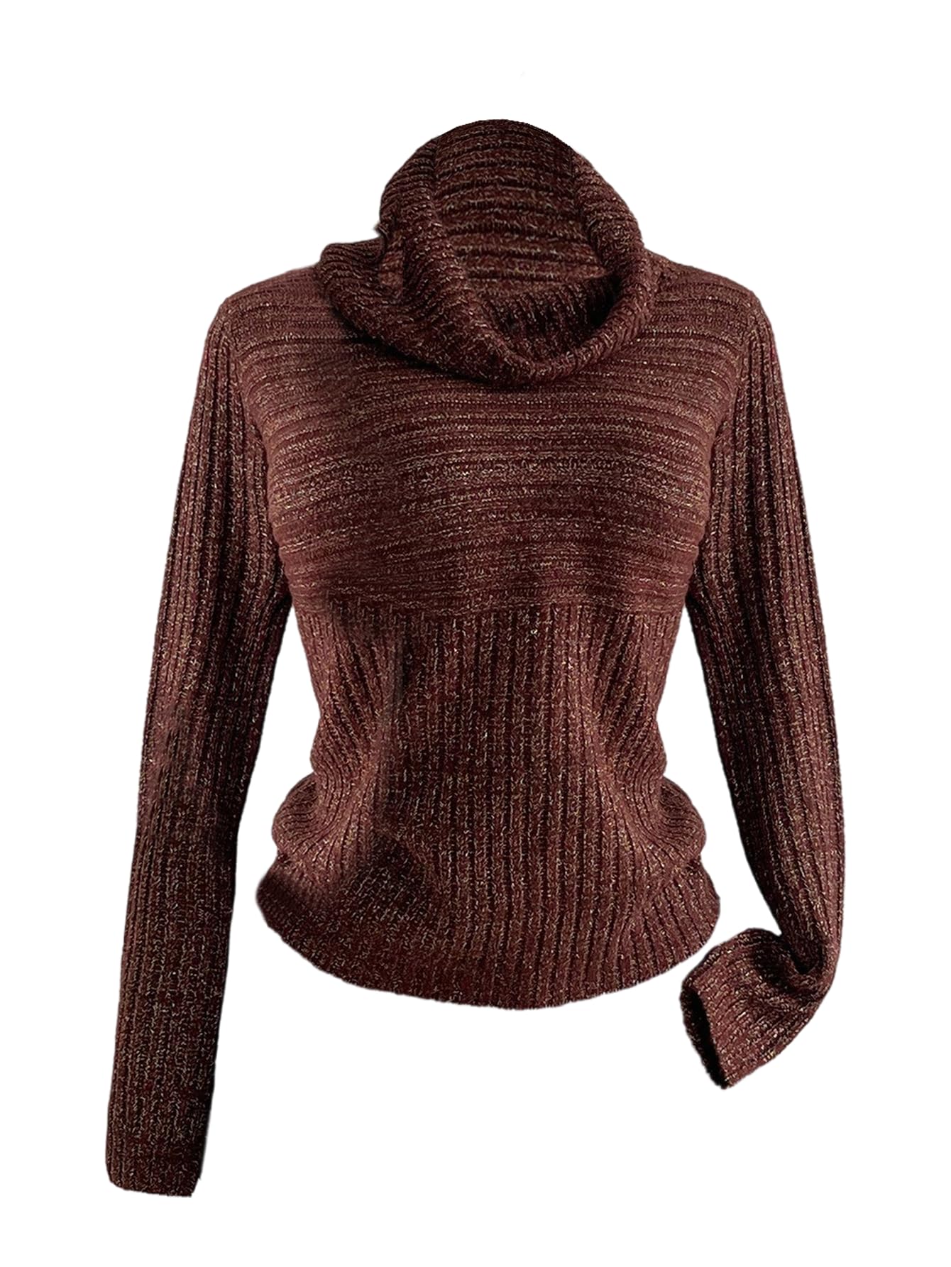 MakeMeChic Womens Turtleneck Sweater Long Sleeve Slim Fit Knitted Going Out Pullovers Jumper Tops