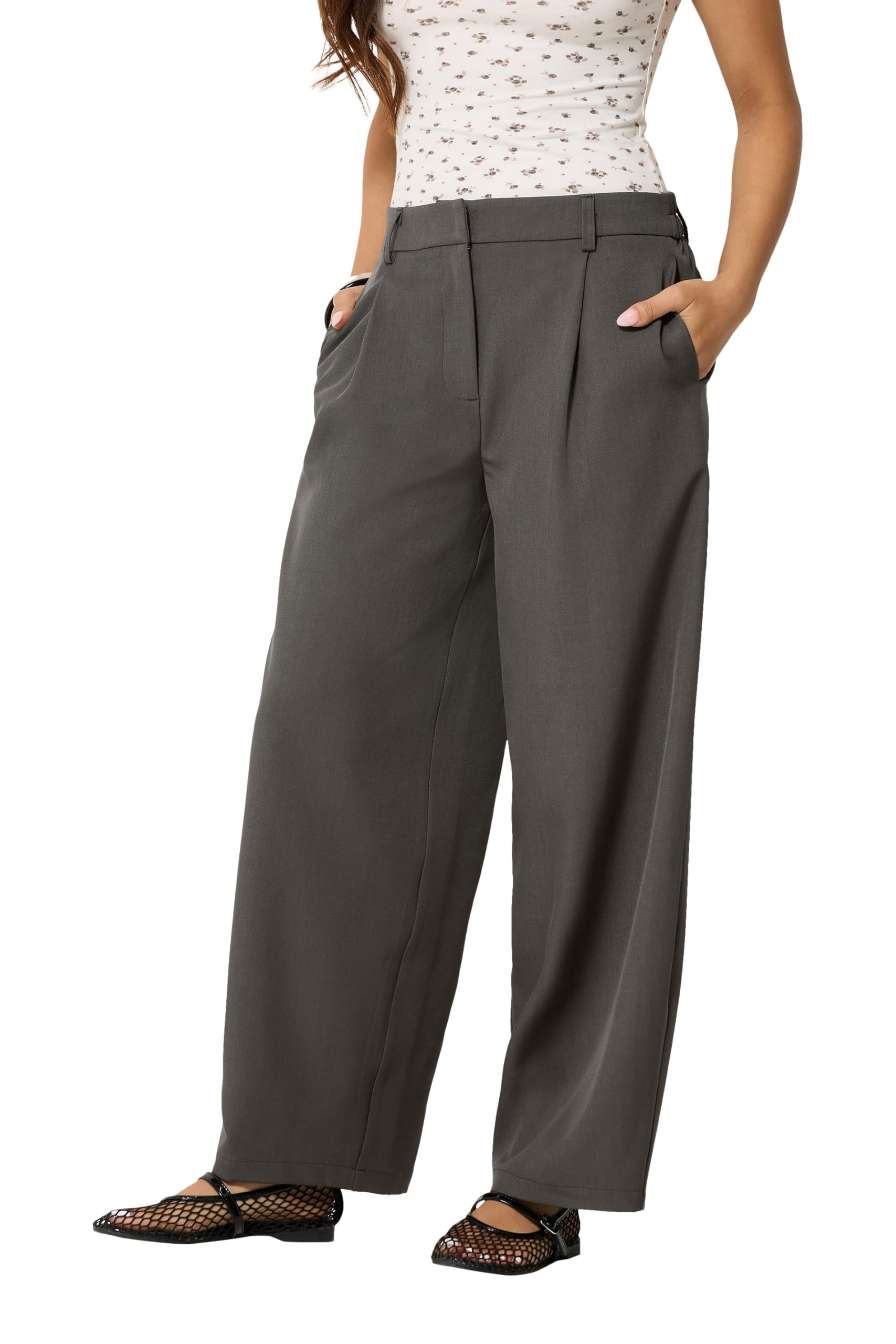 Pixiegirl Women's Grey Petite Dark Barrel Leg Trousers Size Petite > 6