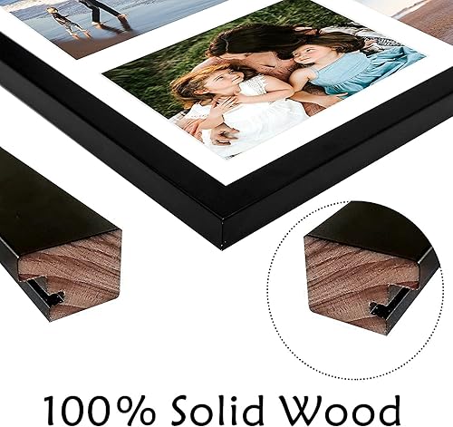 Miniatura 6 de Golden State Art, Marco de madera negra de 12 x 16 pulgadas, marco de fotos con paspartú blanco para mostrar cuatro fotos de 5 x 7 pulgadas, marco