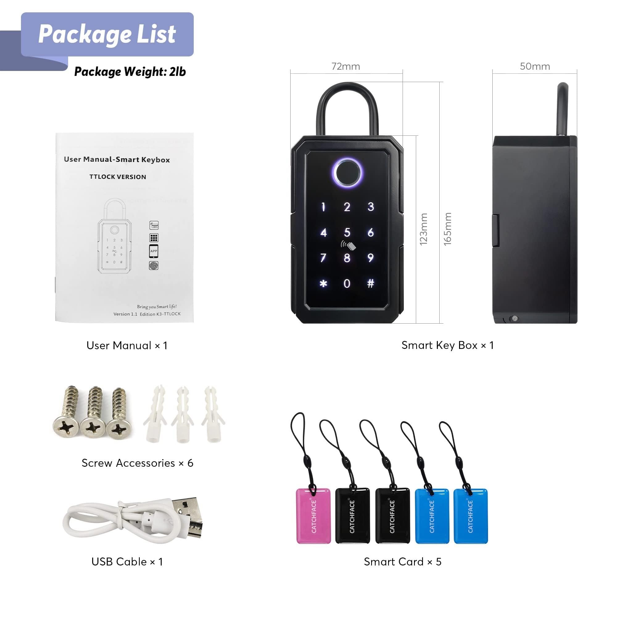 Cassaforte, Cassaforte impermeabile for esterni con serratura intelligente for password, antifurto, Tuya o TTLock APP, portachiavi(TUYA Version)
