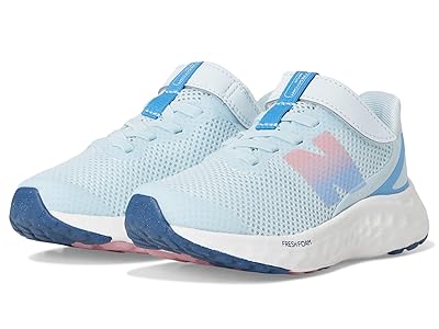 New Balance Kids Fresh Foam Arishi v4 Bungee Lace with Top Strap (Little Kid) Kids Shoes Frosted Glass/Carolina Blue/Pink Taffy : 2 Little Kid XW