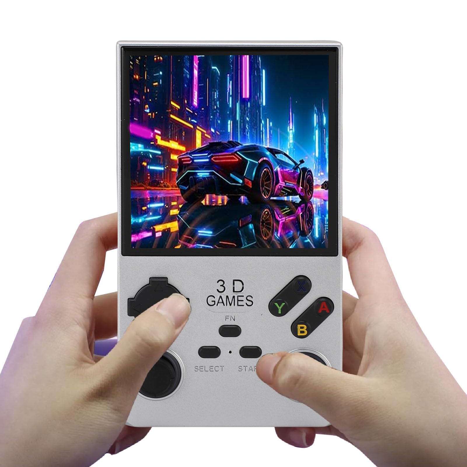 Goshyda Handheld -Spiel, Tragbare Retro -Gaming -Konsole mit RGB -Farben, die in 256 GB Speicherkarte 45 Emulatoren Eingebaut Sind, 4.0 Im HD -Bildschirm Video Player (SILVER)