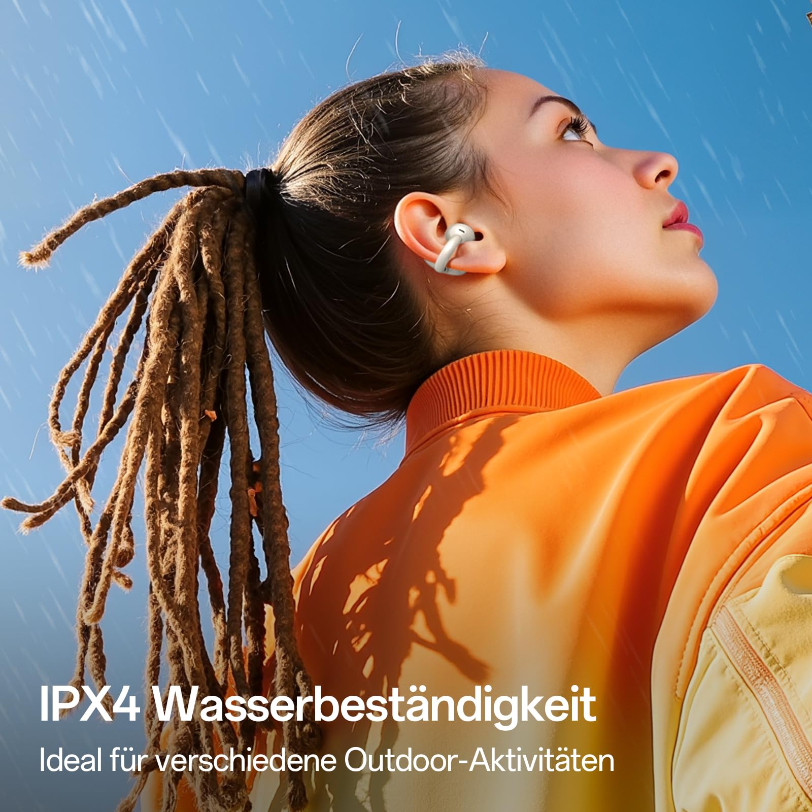 OpenRock E Open-Ear Kopfhörer Kabellos- Clip-On Ohrhörer - 4G Leichtgewicht - Bluetooth 6.0 - Starker Bass - 28h Spielzeit - KI Klare Anrufe - IPX4 Wasserschutz- App Steuerung- Bluetooth Earbuds