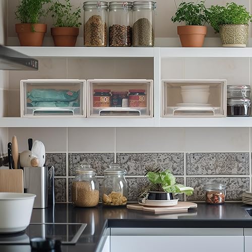 Miniatura 7 de Gloreen 12 L Plastic Stackable Storage Drawers, 3 Packs Desktop Compact Drawer Box