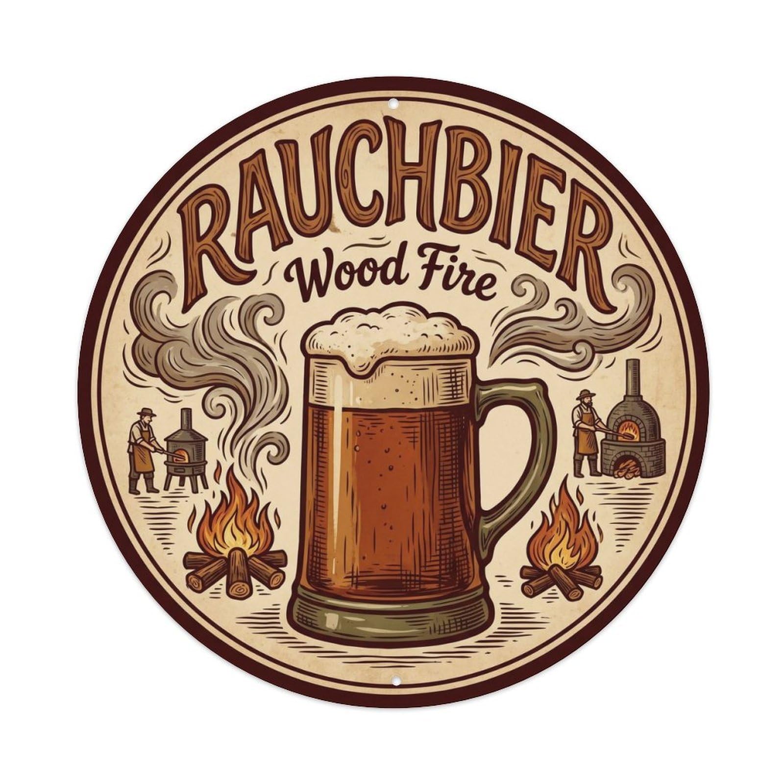 Retro German Rauchbier Smoked Beer Malt Roast Brewery Metal Tin Sign