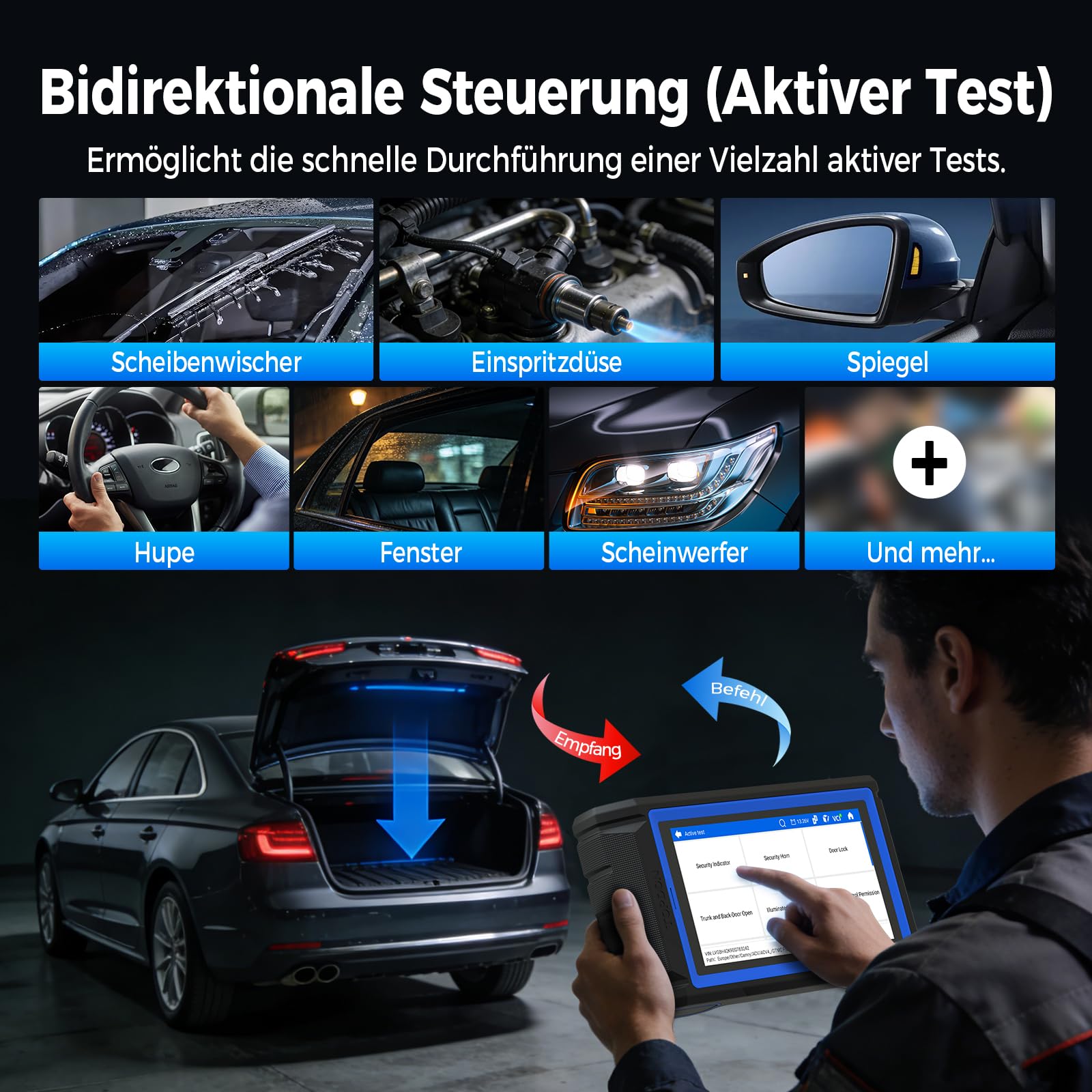 TOPDON VeriDiag X800 BT OBD2 Diagnosegerät für alle Fahrzeuge, Bidirektionales Diagnosegerät Auto mit 34 Servicefunktionen, Alle Systemdiagnosen FCA/SFD-Unterstützung, 2 Jahre kostenlose Upgrad