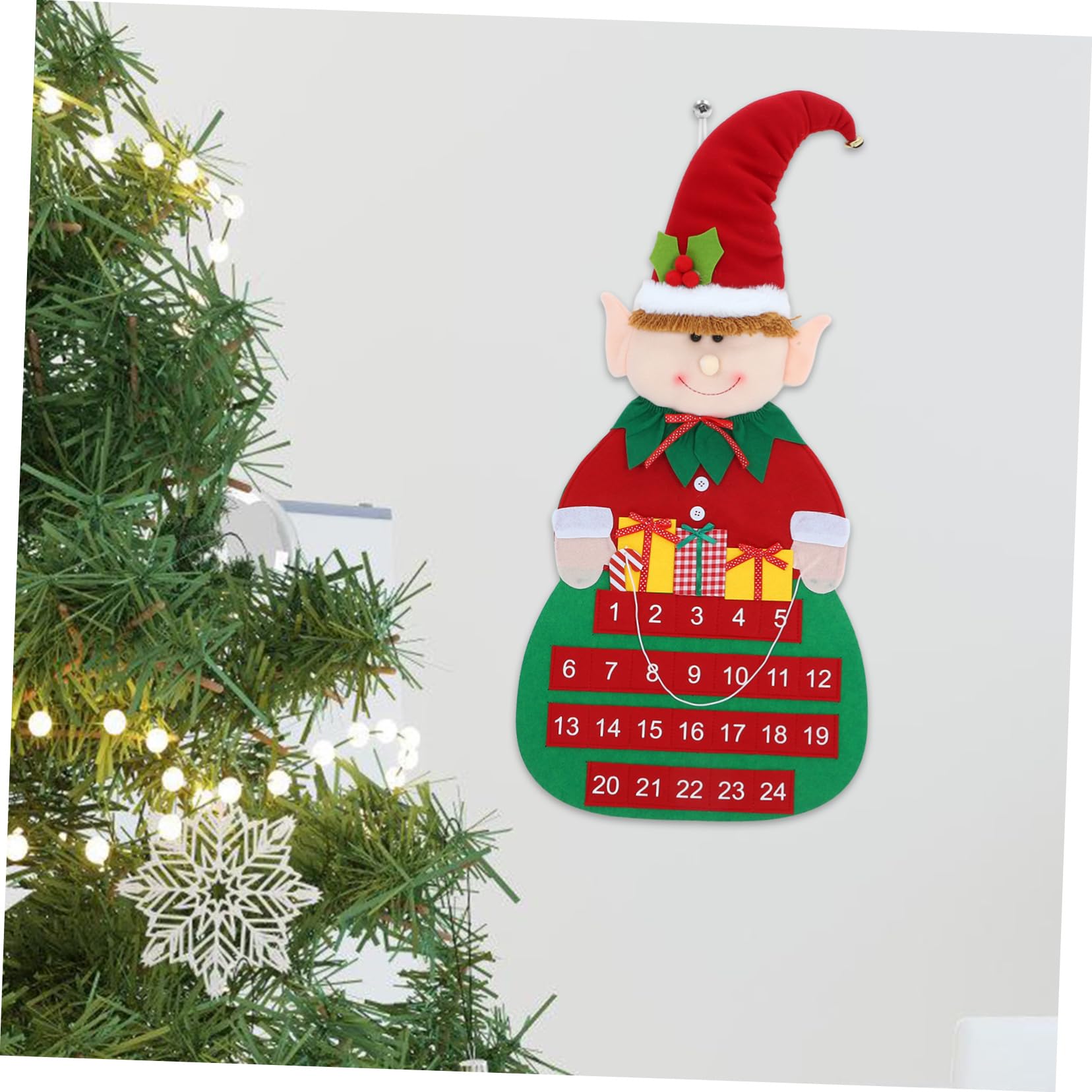 Weihnachts-countdown-kalender zum Aufhängen Filz-adventskalender für Tür oder Wand Dekorativer Weihnachtskalender mit Taschen für Spielerische Tageszählung bis Heiligabend