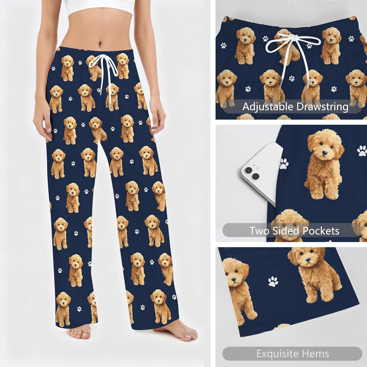 GNEW Dog Print Pajama Pants – Cozy Lounge Pants for Men Women, Funny Unisex Sleepwear Gift Idea - Image 3