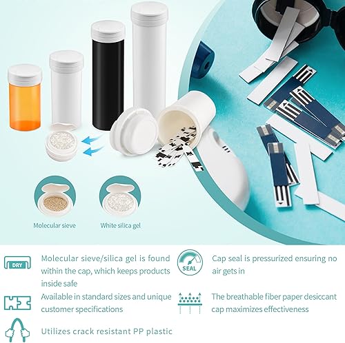 Miniatura 8 de Botella de píldoras con tapa desecante, botella de medicina, botellas de píldoras vacías con tapas, botellas de píldoras vacías (6 dram, paquete de