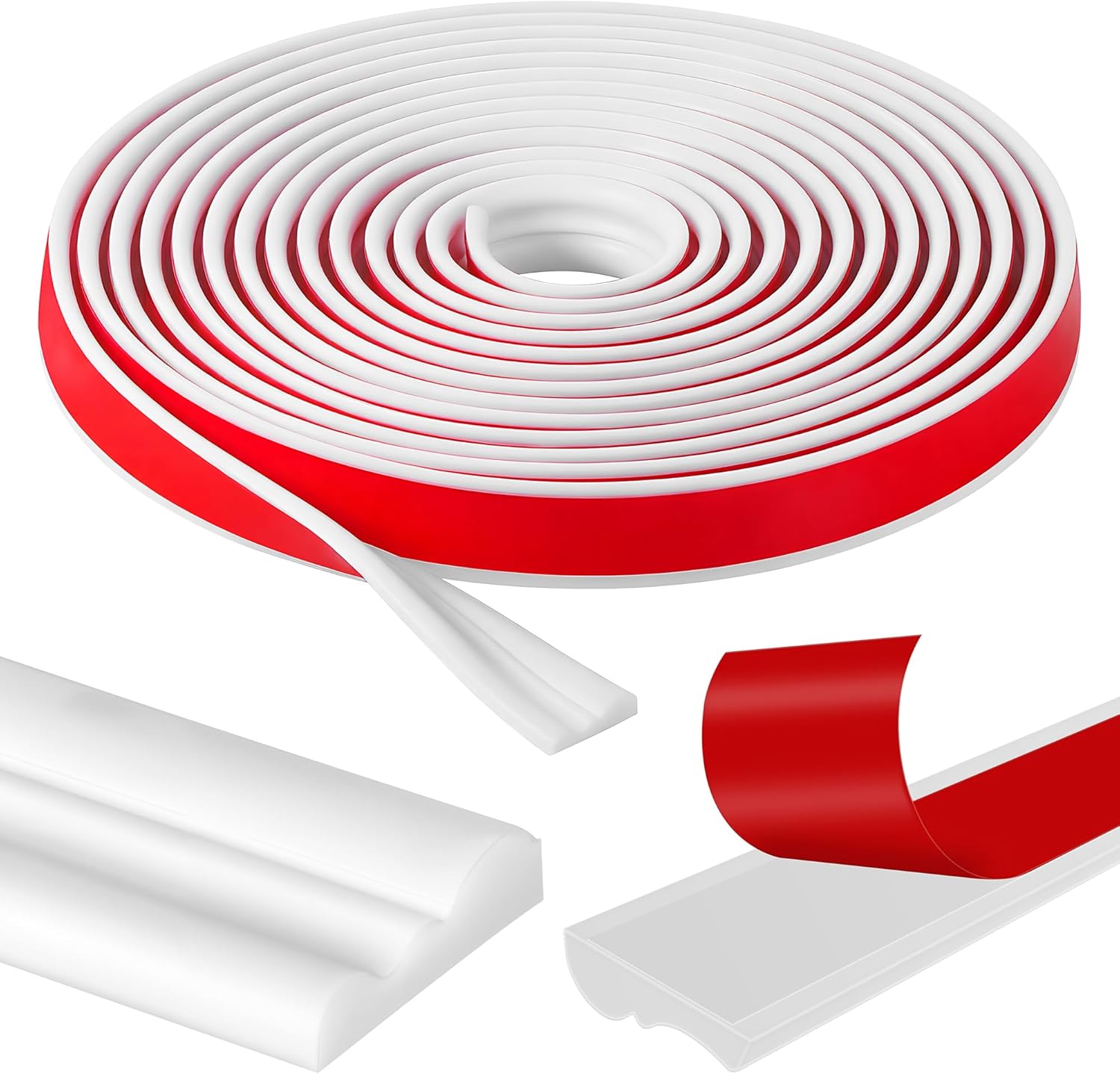 Peel and Stick Wall Molding Trim, 276" L x 1.1" W Chair Rail Moulding for Walls White, Decorative Mirror Frame Border Self Adhesive, Flexible Wall Molding Kit for Doors Tile Ceiling