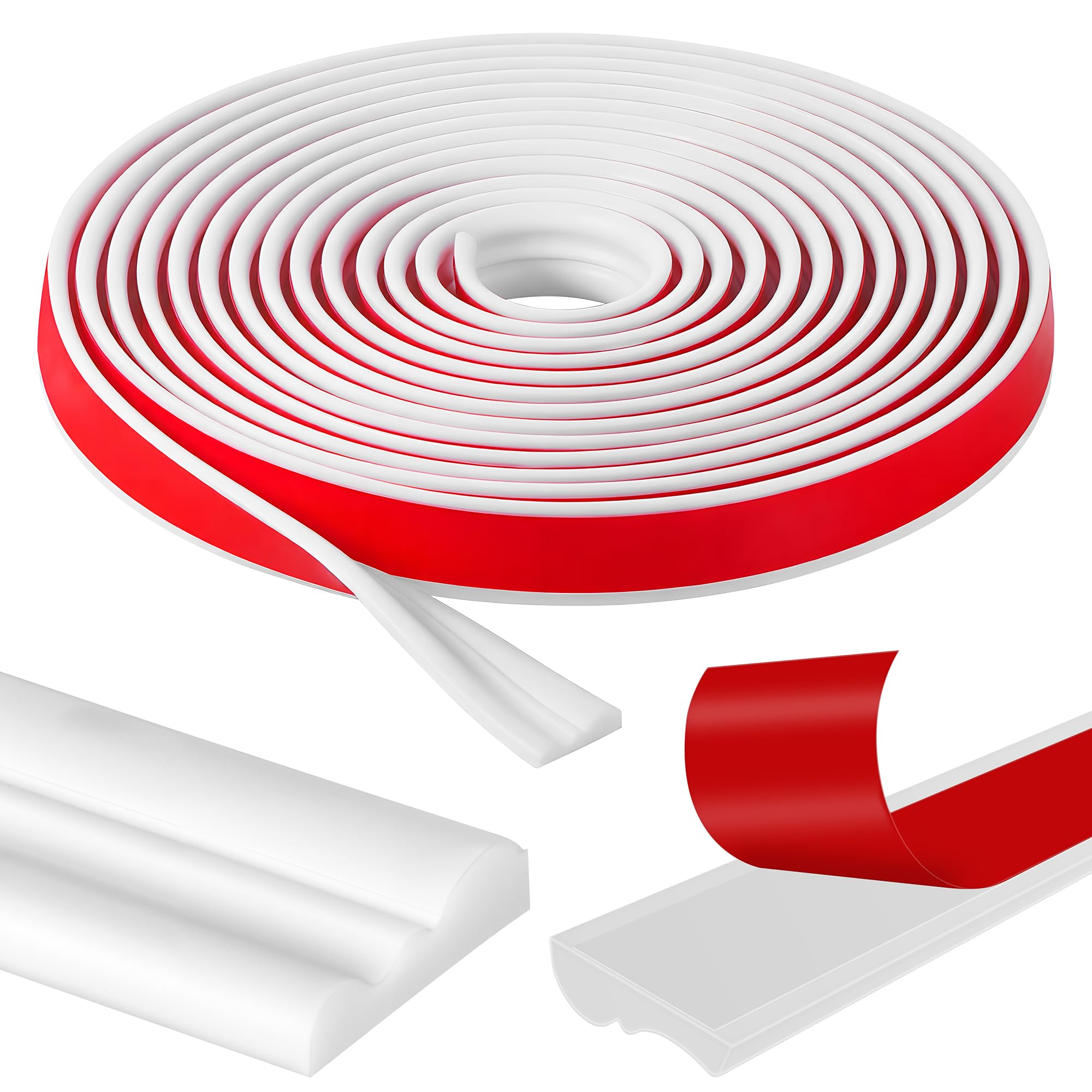 Starvortex Moulure Adhesive pour Murs, 7m x 2.79cm Moulure Murale Adhesive | Moulure Flexible pour Portes Intérieures Blanches, Plinthe PVC Souple, pour Murs, Miroirs et Bords, Moulure Decorative