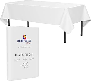 White Vinyl Tablecloths - 54 In. x 108 In. - Pack Of 1 Rectangle Tablecloth - White Flannel Backed Vinyl Tablecloths For Rectangle Tables - Plastic Table Cloths With Flannel Backing - Waterproof