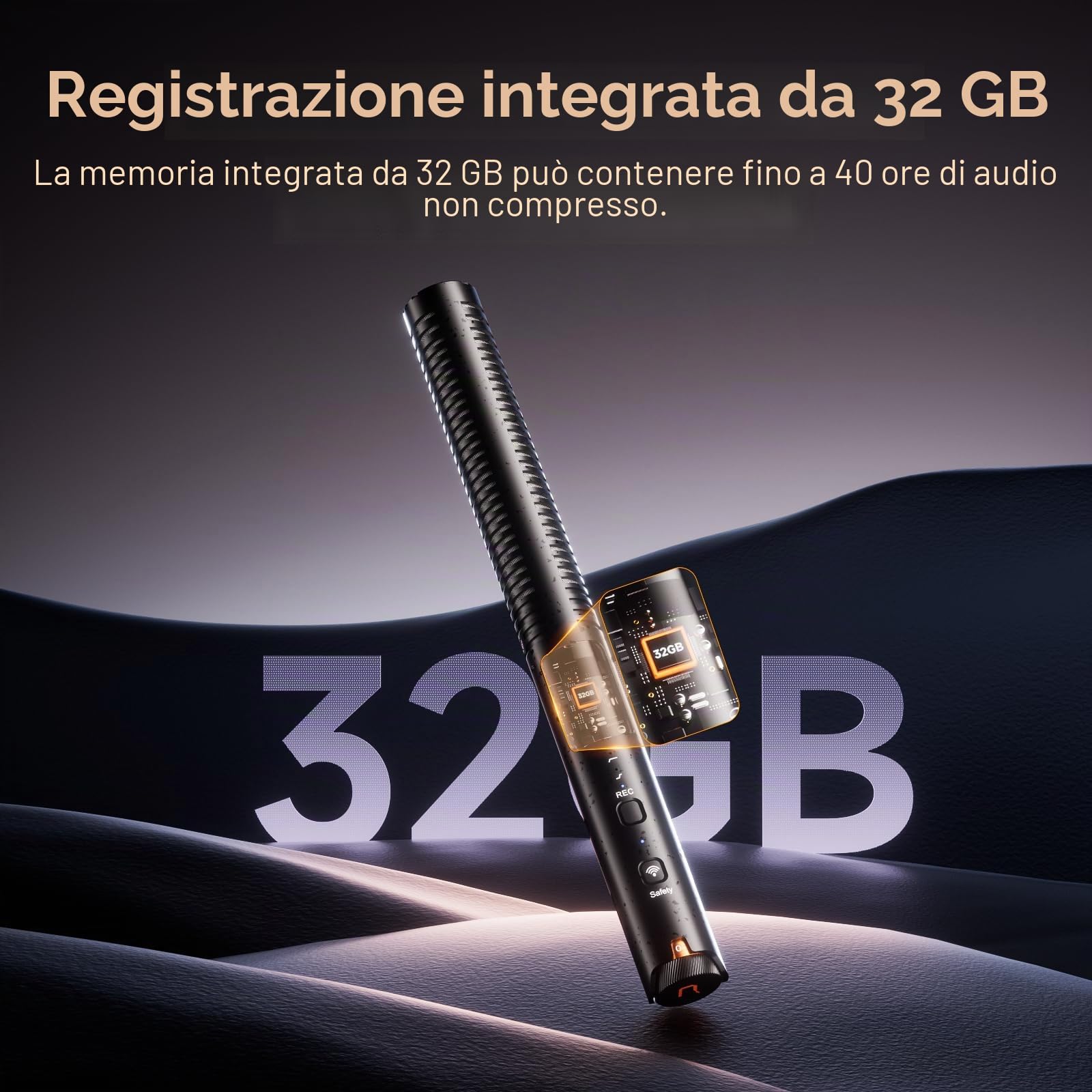 COMICA VM40 Microfono shotgun a registrazione integrata 32G, microfono per telecamera wireless con registrazione flottante 48kHz/32 bit per smartphone con telecamera (1RX+1TX)