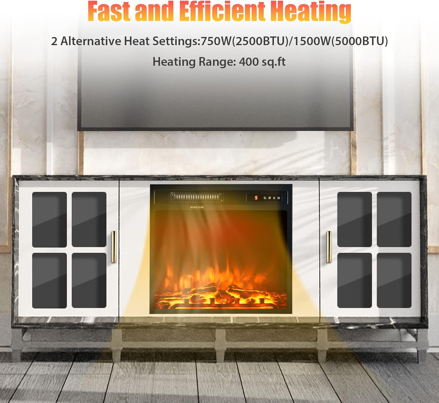 Tangkula 18 Inch Recessed Electric Fireplace Insert, 1500W Freestanding Fireplace Stove Heater W/Adjustable Flame Effect & Temperature, Built-in Thermostat, Timing Function, Remote Control