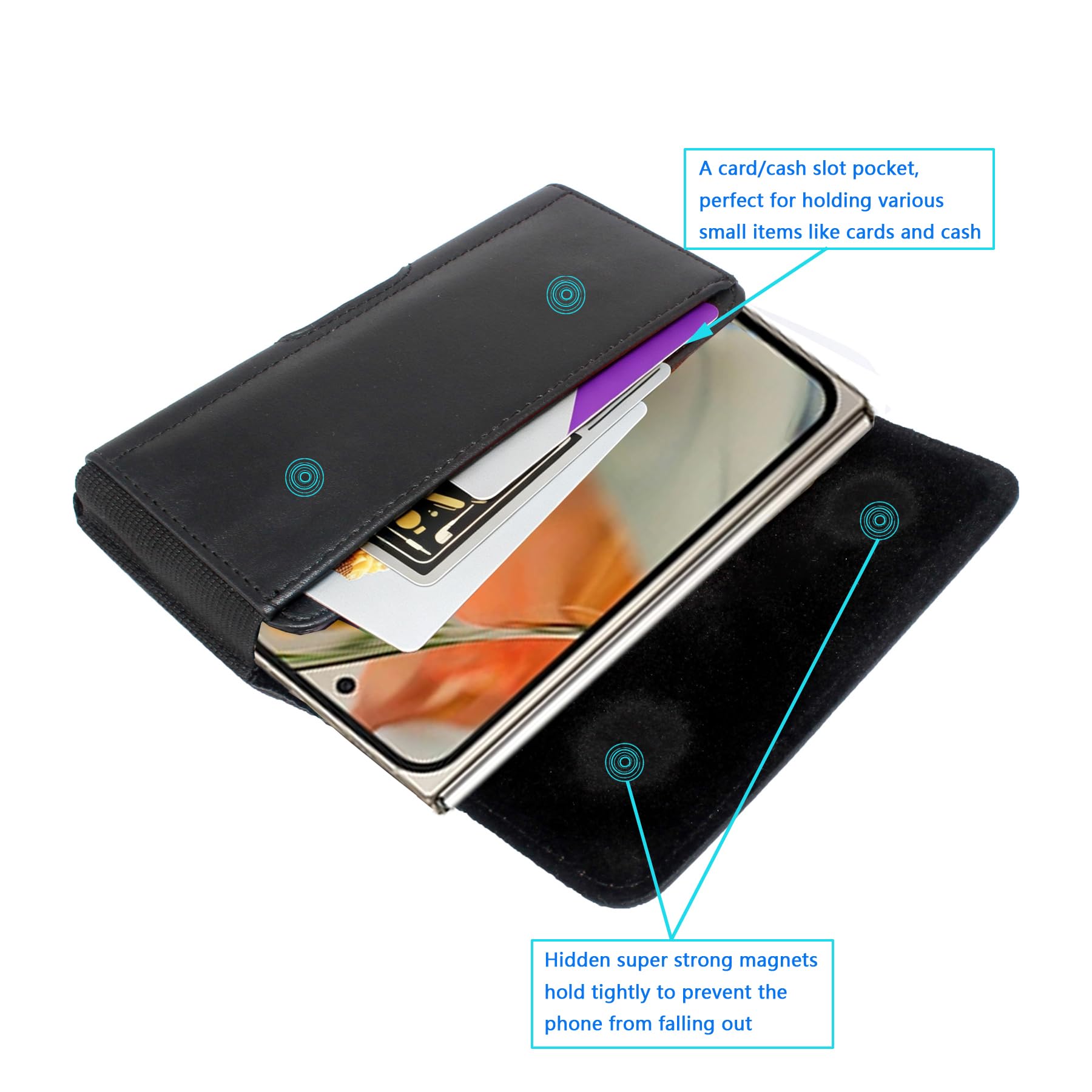 Custodia per Google Pixel 11 Pro Fold, custodia da cintura per telefono [slot per schede integrato], passante per cintura, clip da cintura, chiusura magnetica Pixel 11 Pro Fold Custodia