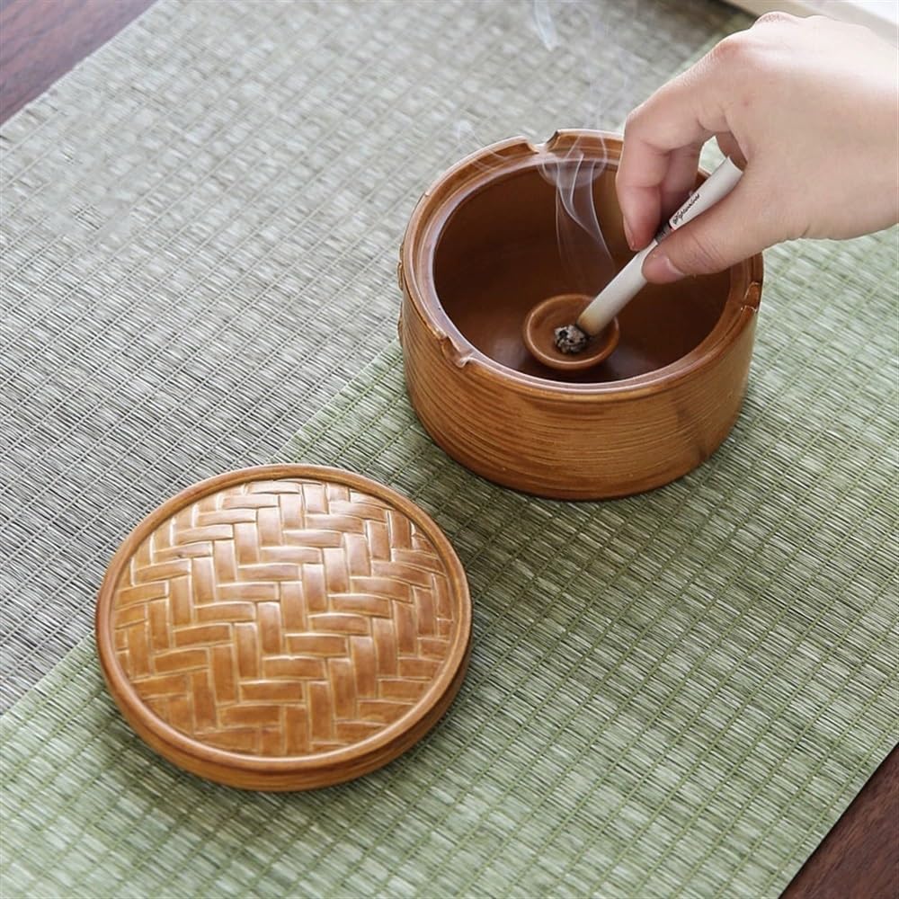 Portacenere Portacenere in Ceramica con Coperchio Huaxia Culture Antivento for posacenere da Tavolo for casa, Ufficio, Bar, Giardino, Patio Portacenere Portatile