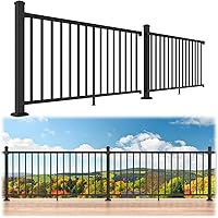 Egadis 36in H x 12ft W Aluminum Deck Railing Kit Black Powder Coat - DIY Porch Balcony Rail System (2 Posts, 2 Panels)