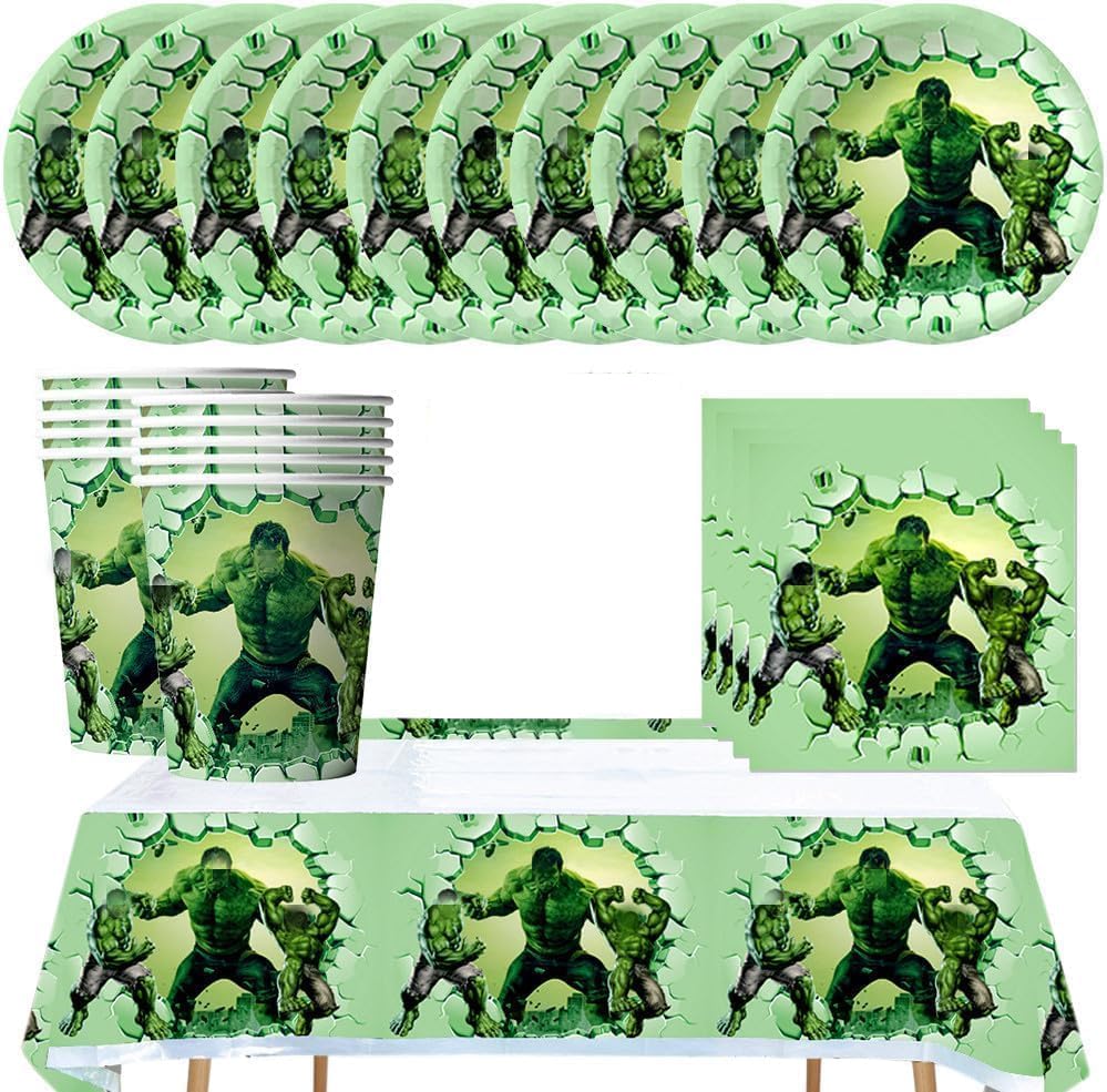 Anniversaire,41 pcs hu-lk Vaisselle Ensemble de Décorations d'anniversaire, Ensemble de Vaisselle Assiettes Plate Serviette en Papier Tasse Nappe