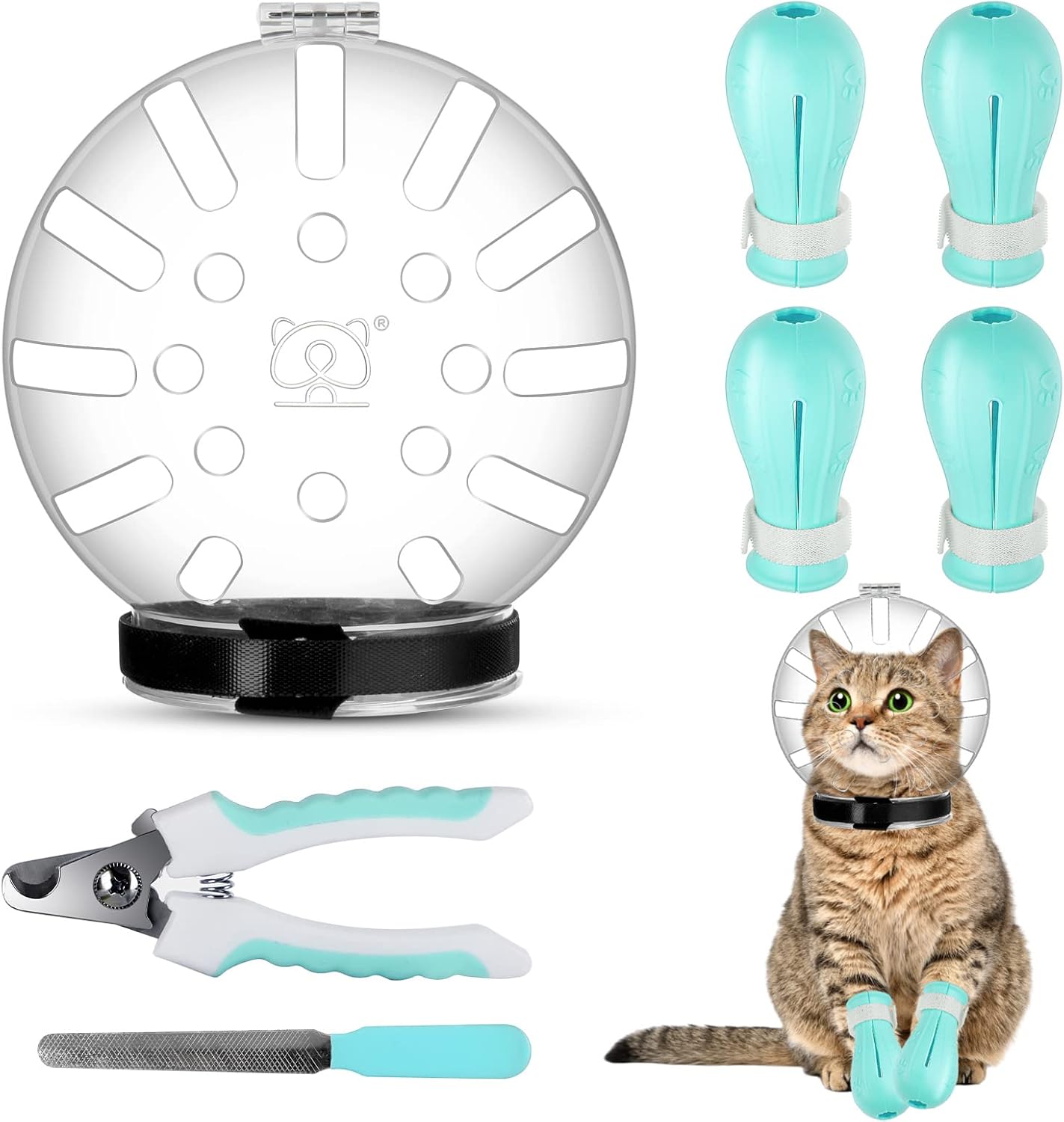 Cat Muzzle for Grooming, Cat Head Bubble Muzzle with Boots