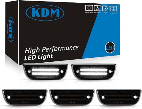 KDM Smoked Len Cab Roof Marker Light for 2015-2020 T680 T770 T880 Kenworth | For Peterbilt 569 579 Heavy Truck,Top Roof Running Clearance Cab Marker Lights Bright White,5Pcs Pack