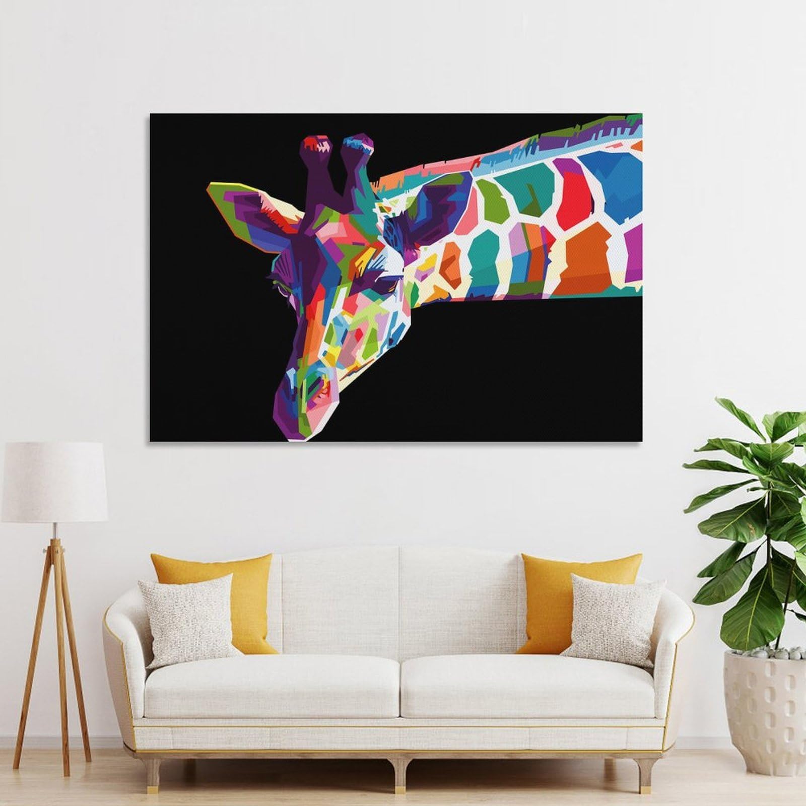Junmoney Unframe-Style-8-1 Wall Picture Print Colorful Giraffe Vector, 20X30inch(50X75cm), For Entrance Walls, Hall Decor Or Foyers, Home Artwork For First Impressions