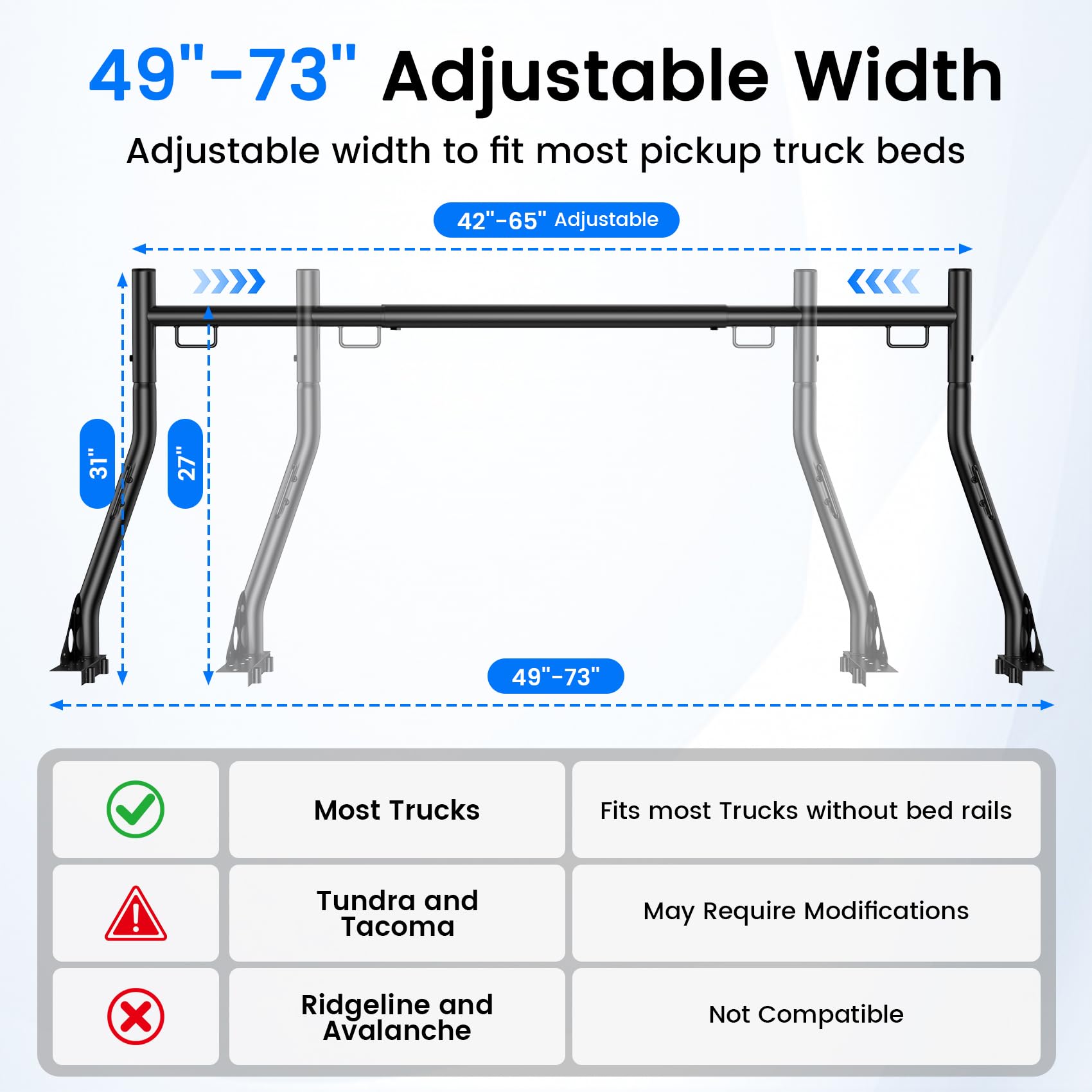 Snapklik.com : JY PERFORMANCE Ladder Rack For Truck, 800Ibs Capacity ...