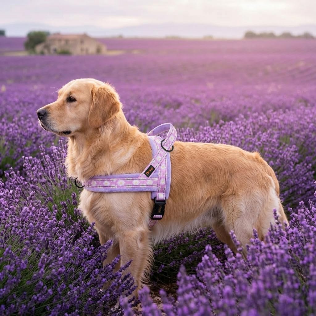 Didog No Pull Dog Harness with Soft Padded, Easy Walk Dog Harness with Quick Release Buckle, Adjustable & Reflective Pet Harness with Soft Padded for Medium Large Dogs (L:Chest 26-33", Purple)
