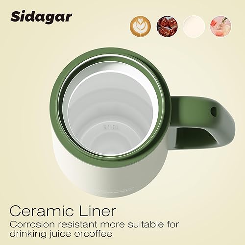 Miniatura 9 de Vaso de 36 onzas con asa y pajilla, botella de agua forrada de cerámica aislada al vacío, taza de viaje de acero inoxidable con tapa, se adapta a