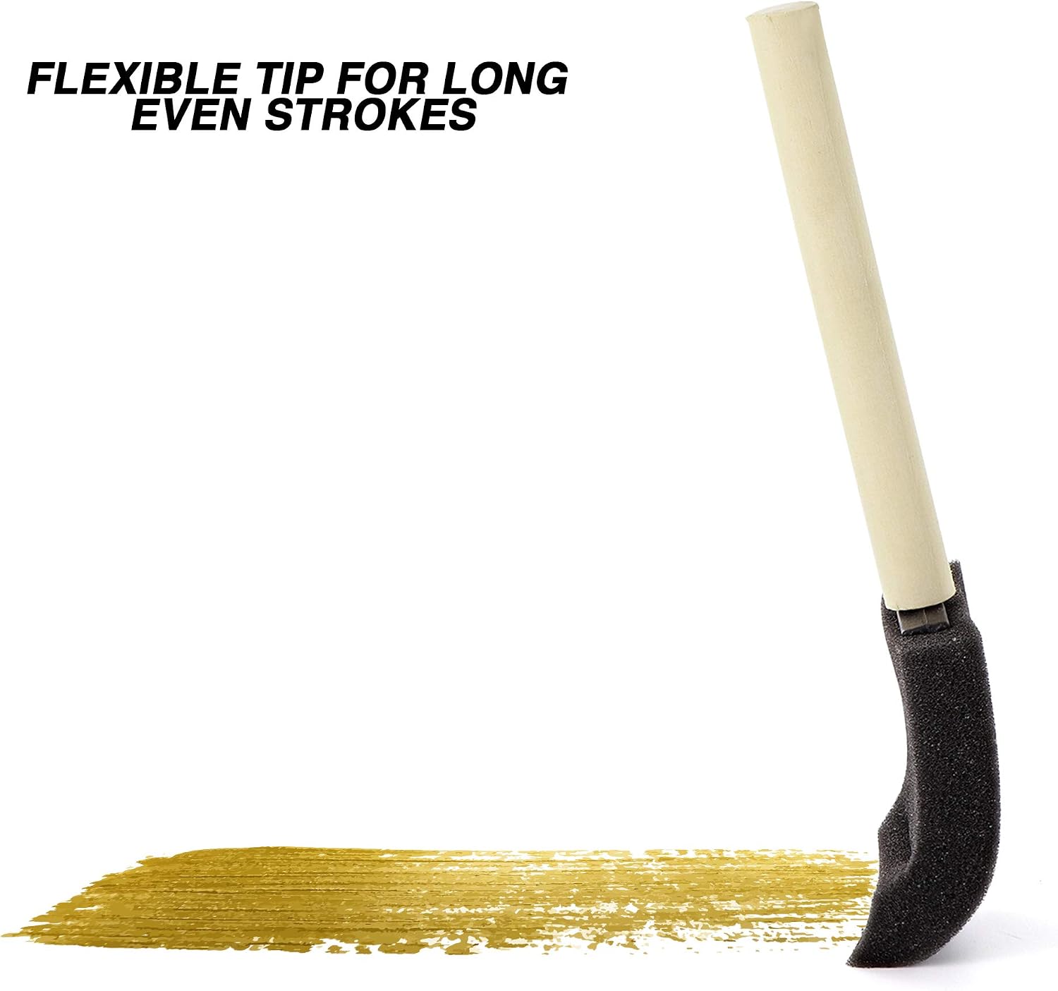 Vanitek 10 Piece Flat Flexible Poly Foam Bevel-Tipped Brush Set with Wooden Handles - Ideal for Applying Paint, Oil-Based Paints, Stain, Varnish, Enamel, Latex Paint, Smooth Surfaces, & Arts & Crafts