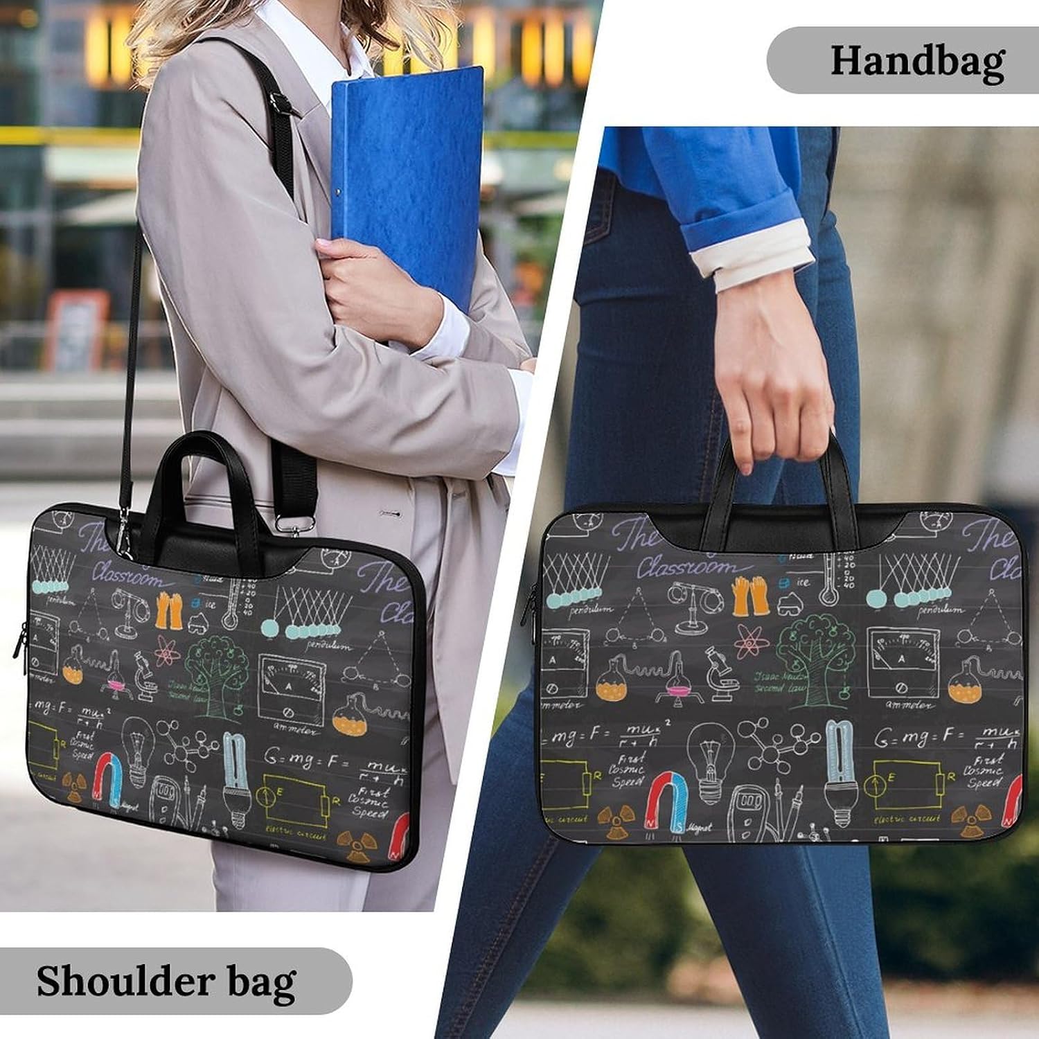 Funny Physics Science Laptop Sleeve Case Computer Briefcase Carrying Bag with Handle Black-Style-1 42x30.5cm image 2