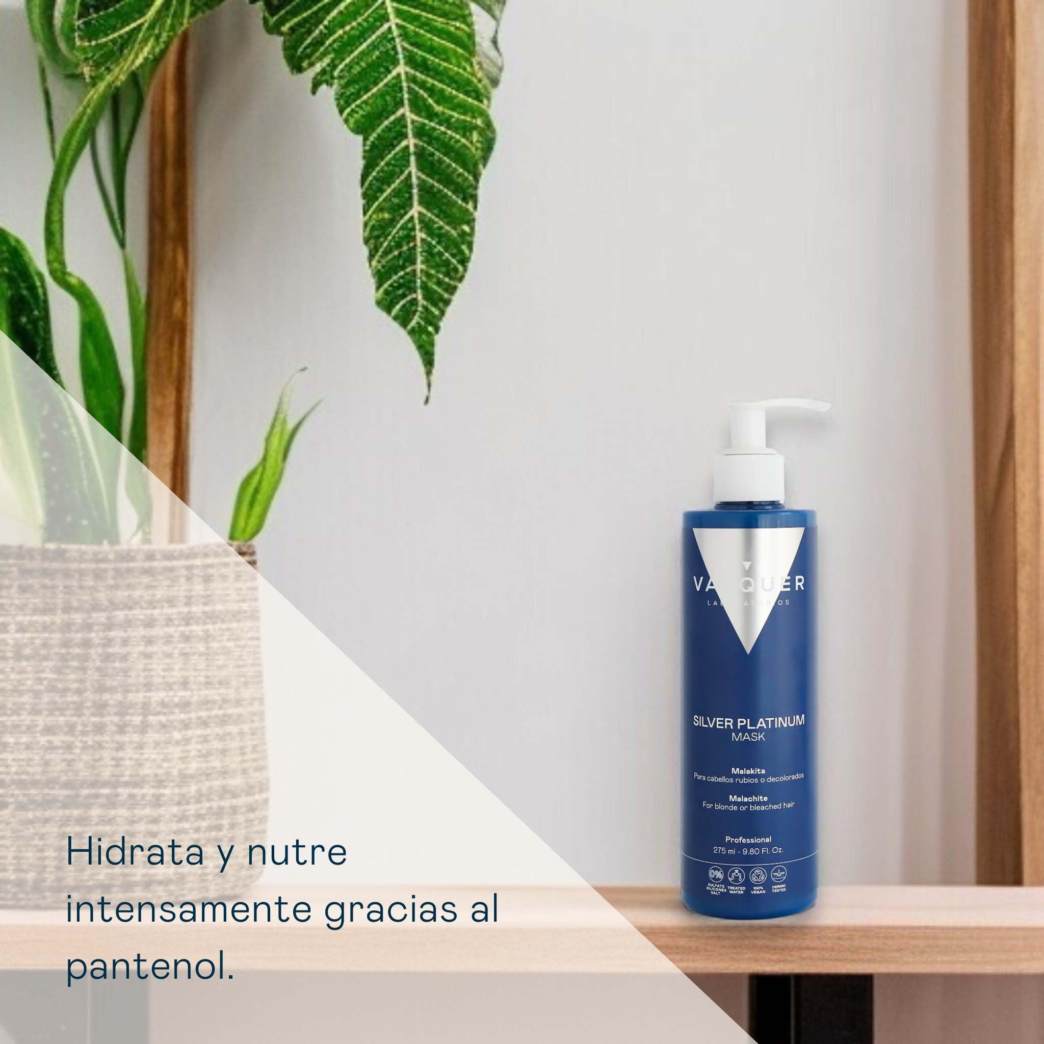 VALQUER Silver Platinum Mascarilla Matizadora Violeta | Repara el Cabello Rubio, Blanco, Gris o Decolorado | Neutraliza Tonos Amarillos y Anaranjados con Malakita y Pantenol | Vegano | 275 ml