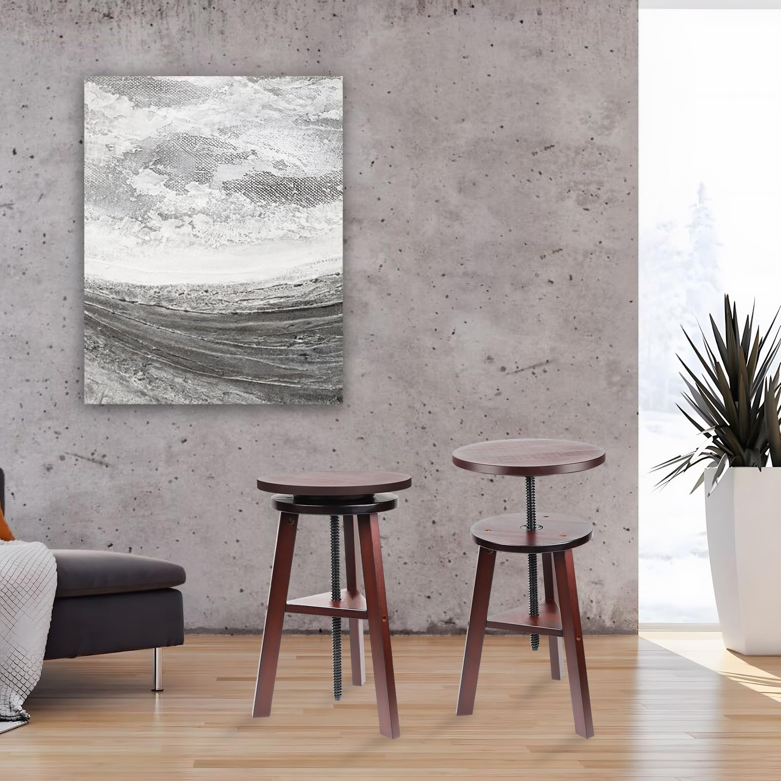 lalago Sgabello da pittura, diametro 30 cm, altezza 48-65 cm, sgabello da disegno in legno di faggio, girevole a 360°, sedia in legno per tavolo da disegno, sedia girevole per artisti, sgabello da