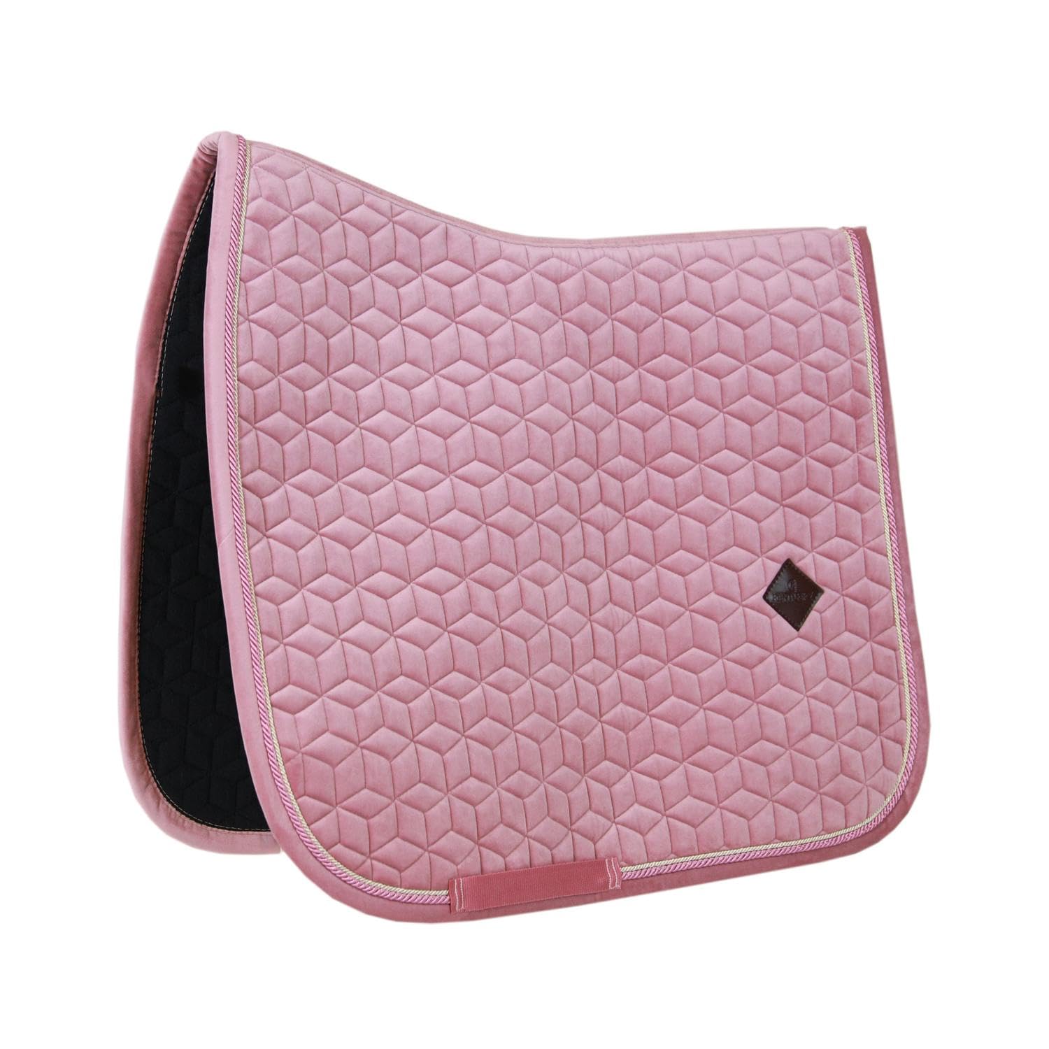 Tapis de selle velours vieux rose chic dressage COB de luxe