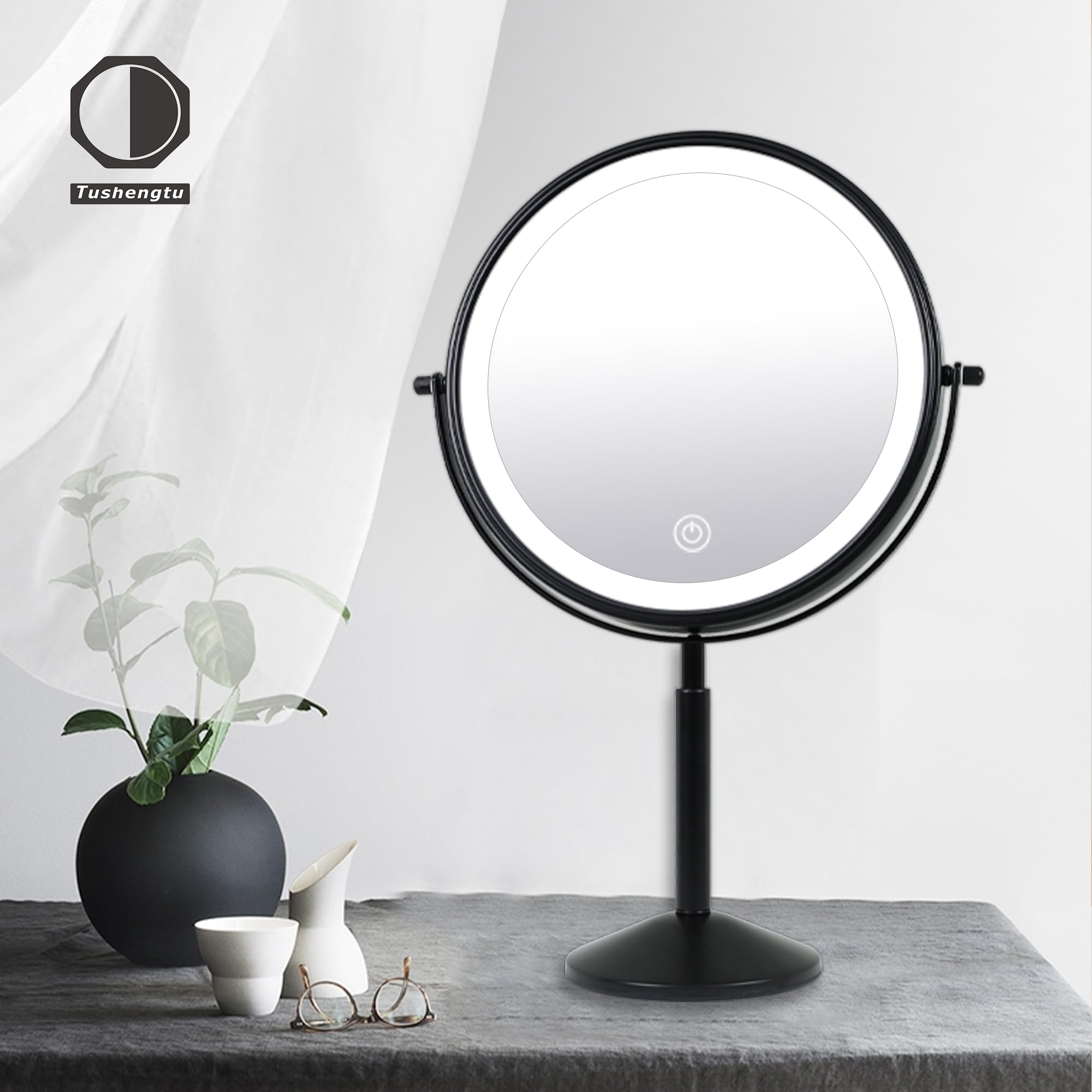 Miroir Bureau Lumière Réglable Miroir De Maquillage LED Grossissant 10x Avec Pied Réglable - Lumière 3 Températures De Couleur - Rechargeable - Noir Miroir Grossissant Lumineux Sur Pied Miroir Bureau Lumière Réglable Miroir De Maquillage LED Grossissant 10x Avec Pied Réglable - Lumière 3 Températures De Couleur - Rechargeable - Noir Miroir Grossissant Lumineux Sur Pied