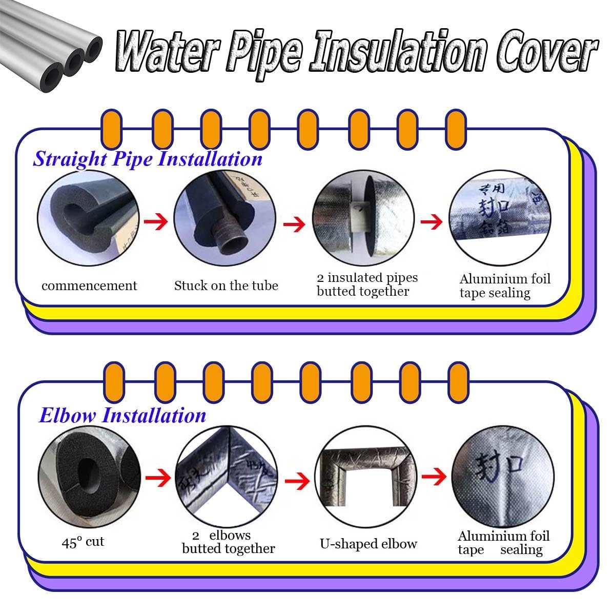 Tuyau D'isolation en Caoutchouc 12 Pièces, Tuyaux en Feuille D'aluminium Auto-scellants de 40 cm, Bonne Isolation Thermique, Enveloppe Isolante pour Tube D'eau, Tube D'épaisseur 20 mm, ID 20-114,0 mm(