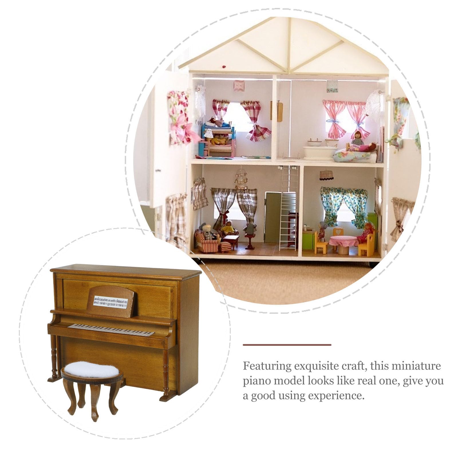 Décoration de maison de poupée - MXZZAND - Piano Miniature Bois - 1:12 - Noir - Écologique