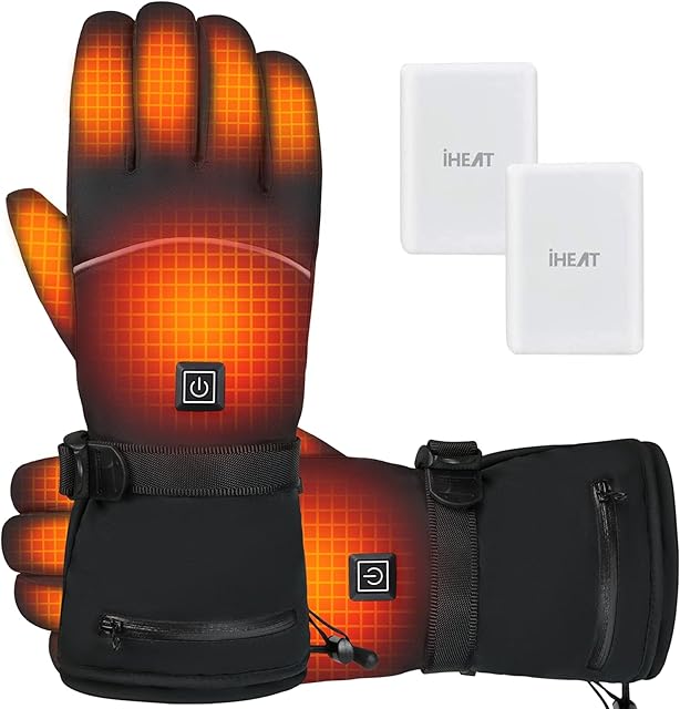 Heated Gloves, Rechargeable 5000mAh Battery Electric Heating Gloves for Men Women, 3 Adjustable Heating Levels, Touchscreen Waterproof Comfortable Winter Washable Hand Warmers for Skiing Camping