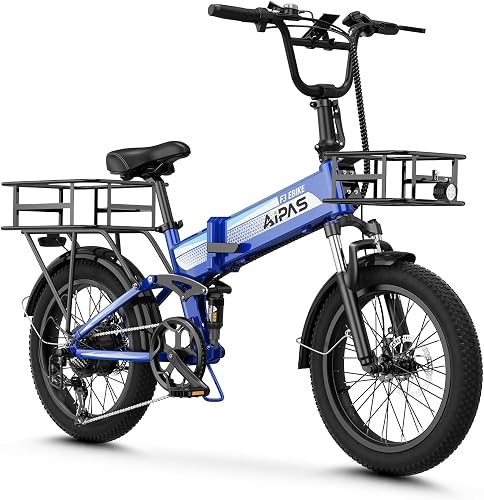 Aipas F3 Folding Electric Bike for Adults, Full Suspension 20" Fat Tire