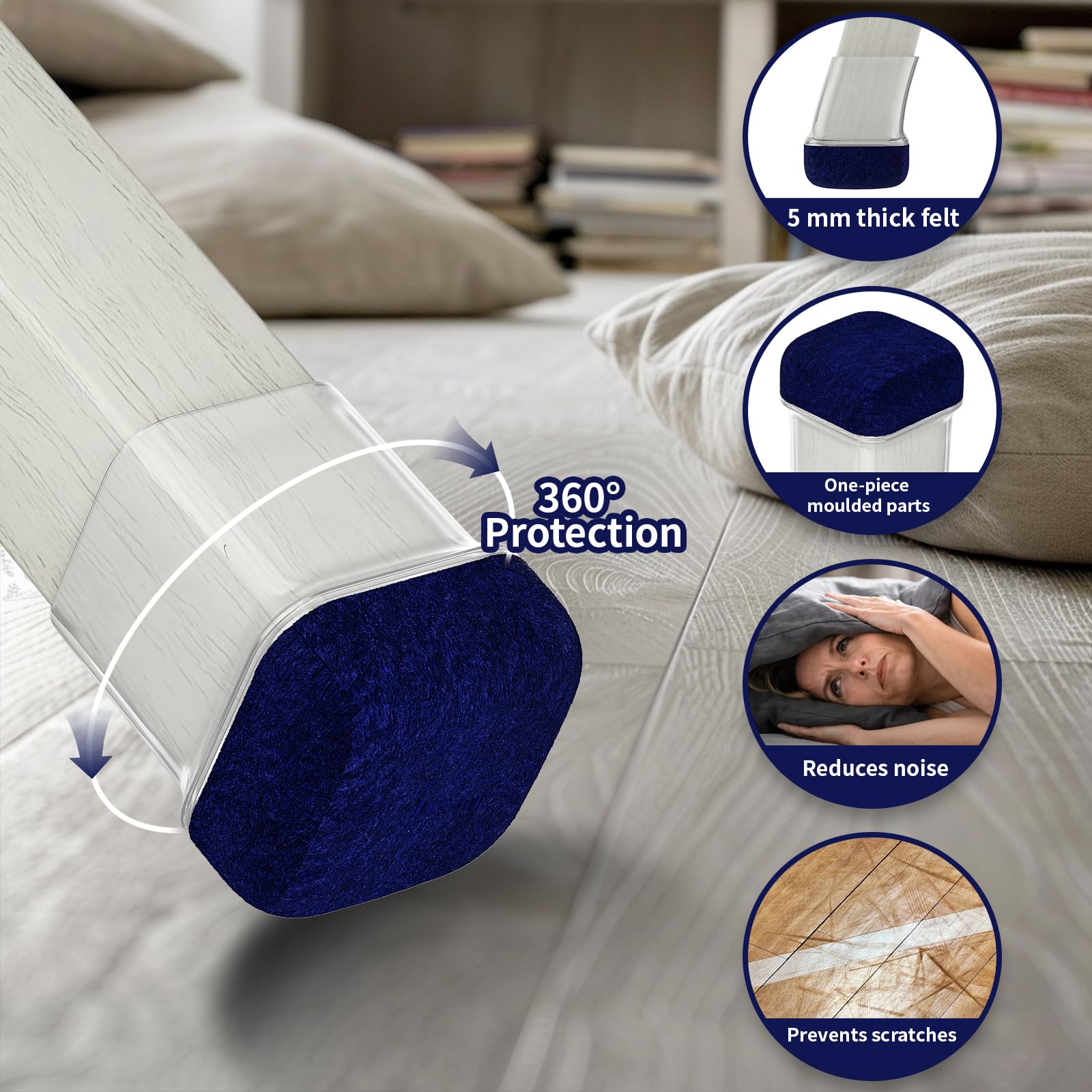 MAYZOLOP 16PCS Chair Leg Floor Protectors - Image 3