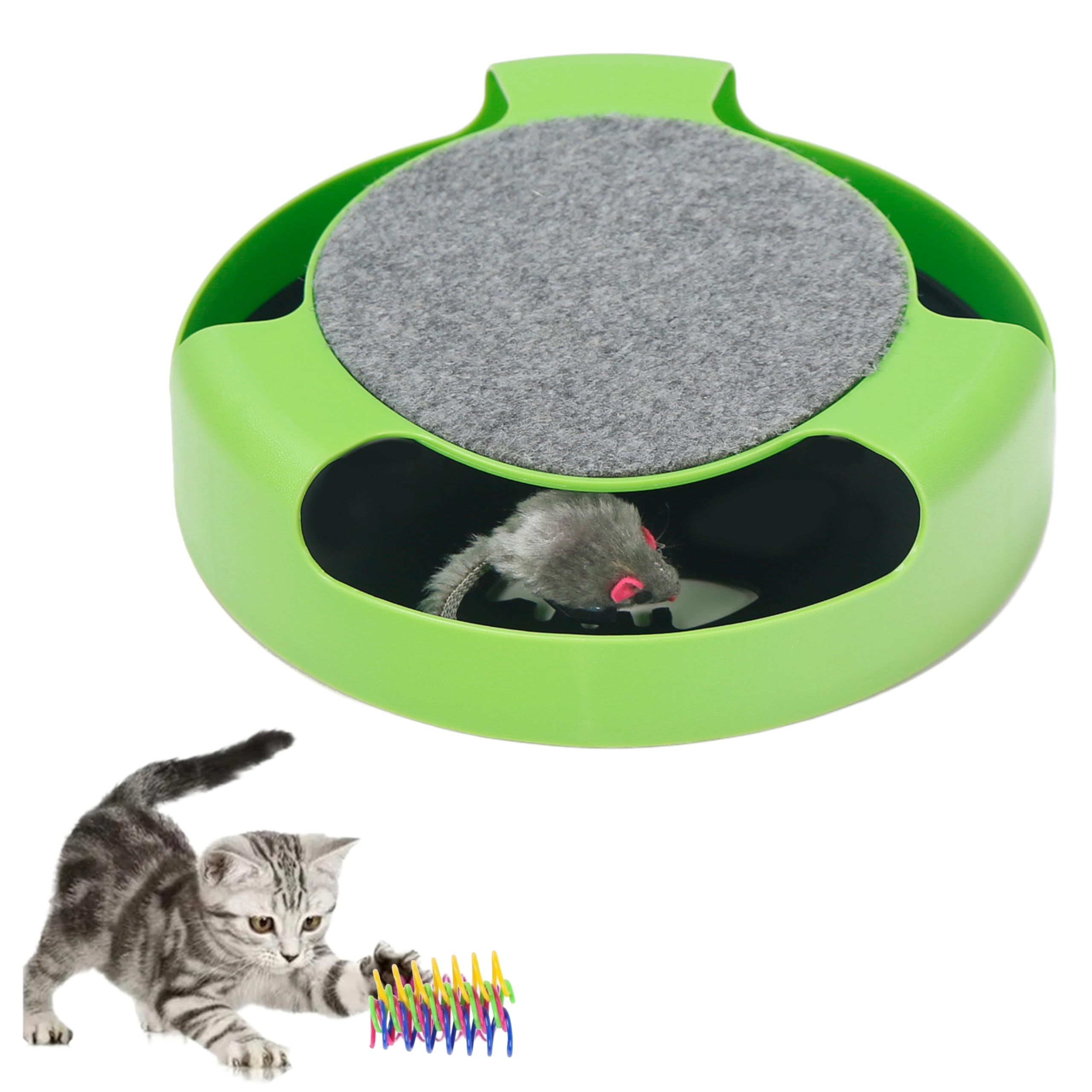 JoyPatas Juguete Interactivo para Gatos - Atrapa al Ratón (Verde)
