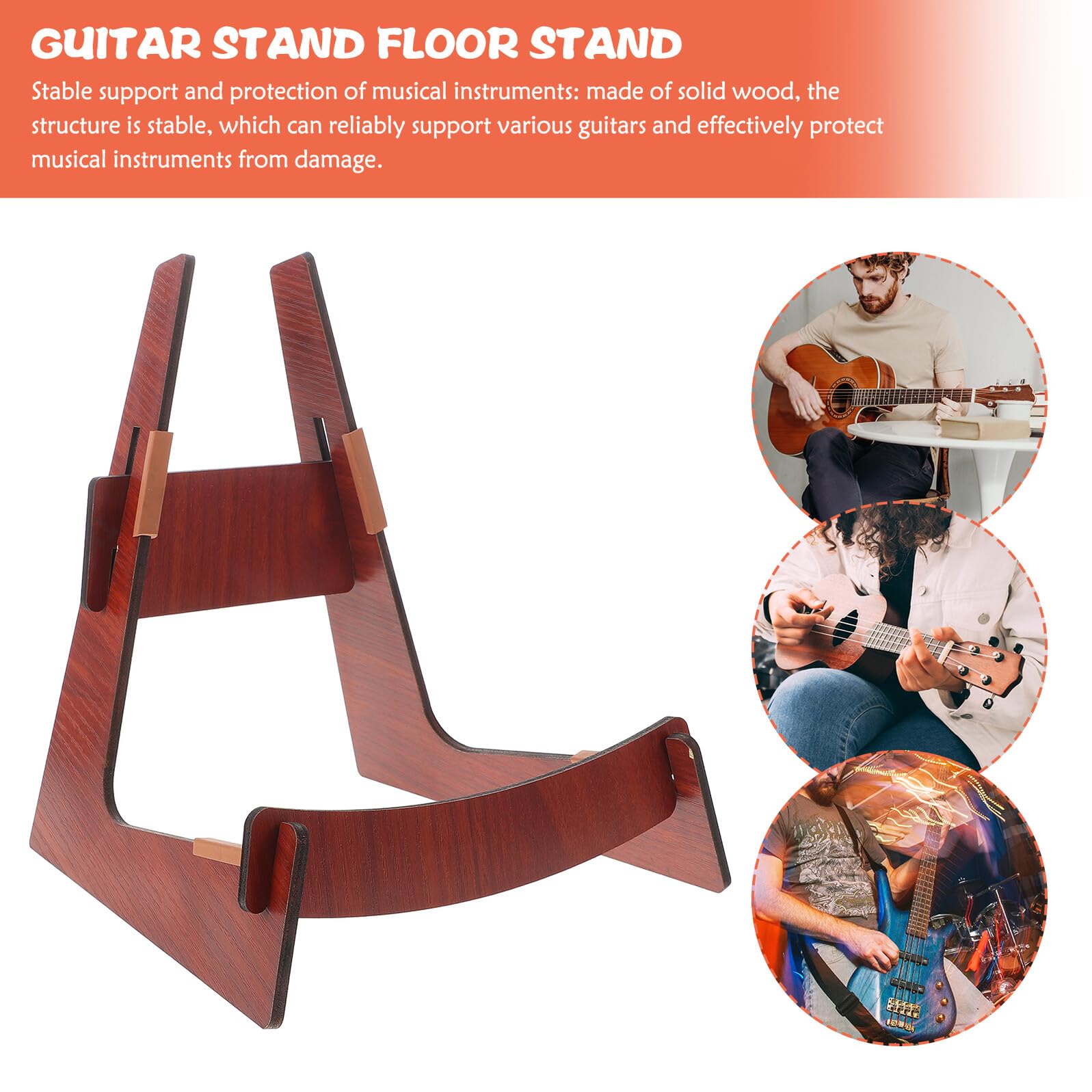 Cabilock Solider Holz Gitarrenständer Stabiler Ukulele Bodenständer Faltbarer Gitarrenhalter für Bass Violine und Andere Saiteninstrumente Platzsparend Abnehmbar für Zuhause und Studio