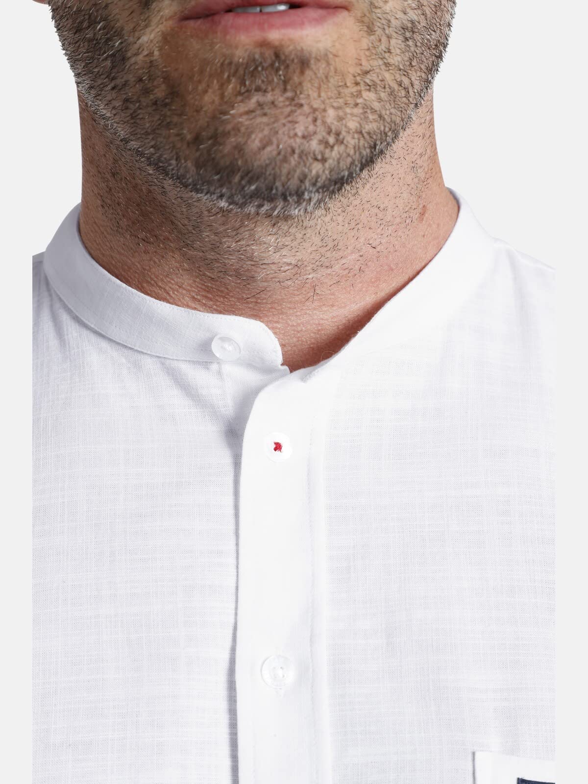 Jan Vanderstorm Herren Stehkragenhemd Kallu | Hemd mit Stehkragen| einfarbig in Leinen-Optik | langärmliges Basic Oberhemd | 100% Baumwolle | Größe L - 7XL